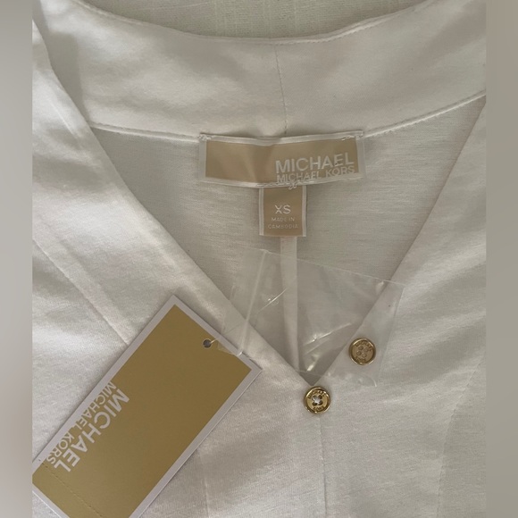 Michael Kors Women's Button Front Tie Shirt - Picture 8 of 12